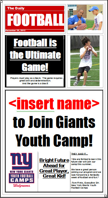 Headline News, Giants Insert Name