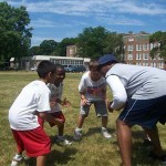 Evanston Bears Youth Football Camp, Mickey Pruitt Huddle